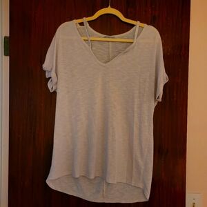 Charlotte Russe Casual Gray V-Neck Women's Top